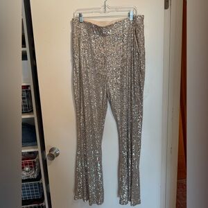 Cable & Gauge Sparkling Silver Flare Pants